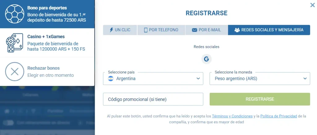 Registro Por Redes sociales