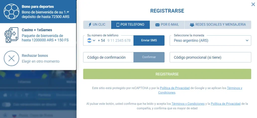 Registro por telefono
